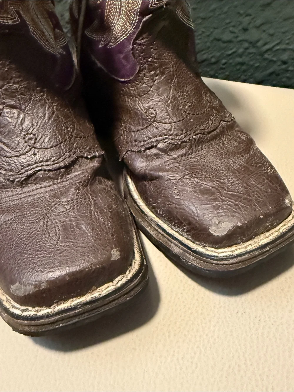 Durango Kids Brown and Purple Western Pull-On Boots size 10